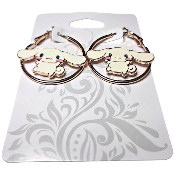 Cinnamoroll Gold Hoop Earrings Sanrio-Inspired Kawaii Charm Jewelry Gift - Picture 3 of 4